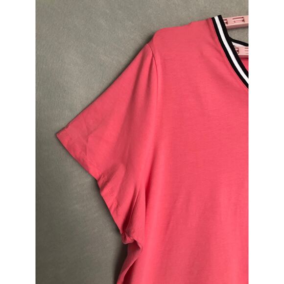 Tommy Hilfiger Short Sleeve T-Shirt Women's 3X Striped V-Neck Bubblegum NEW - Picture 5 of 7
